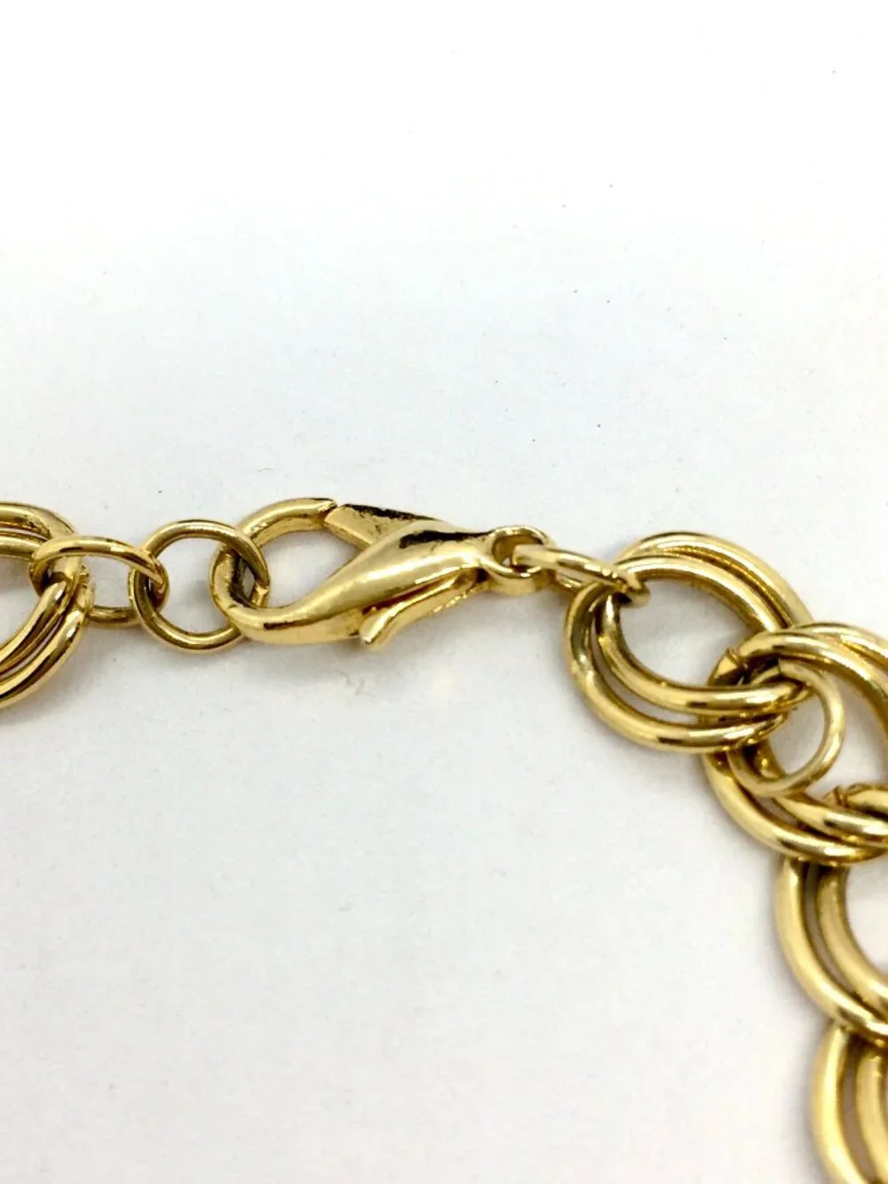 VINTAGE CHRISTMAS BRACELET Gold Tone Enamel Santa Candy Cane Bell Charms 90s
